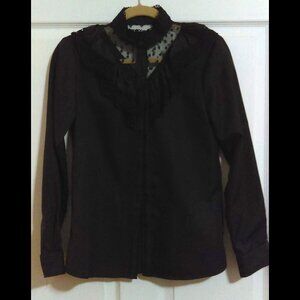 Women's Elegant Stage West by Prior Blouse Stand Up Collar Long Sleeve Sz 32 USA